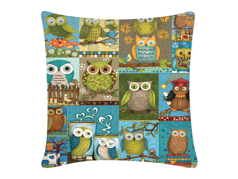 Cushion Cover, Square (Owls Collage)